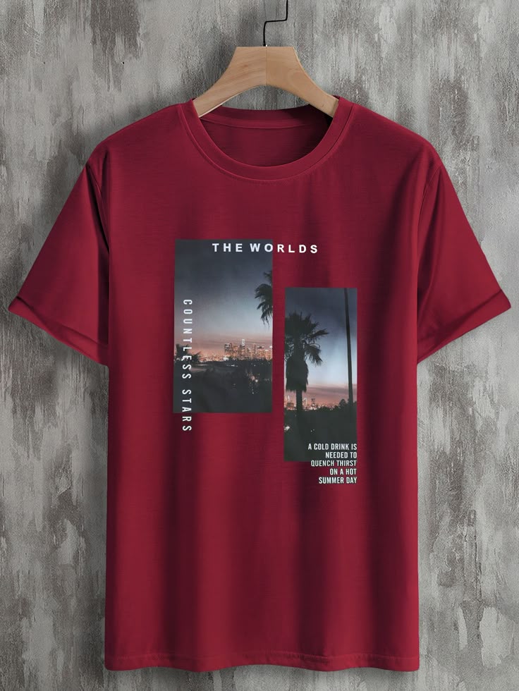 Men Slogan & Scenery Print Tee_slyeestore